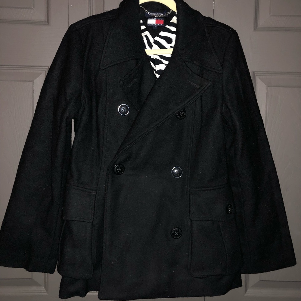 Vintage Tommy Hilfiger Black Wool Peacoat